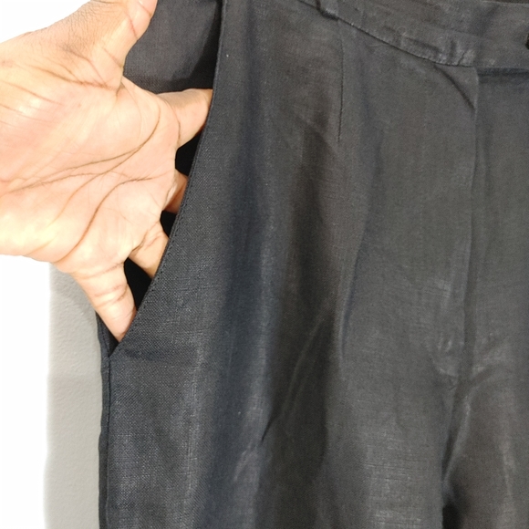 Elliott Lauren 100% Linen Pants Black Size 14 - Picture 2 of 5